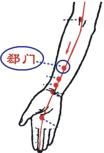 郄門穴→治心痛、心悸