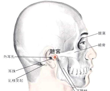 聽(tīng)宮穴→治耳鳴、耳聾