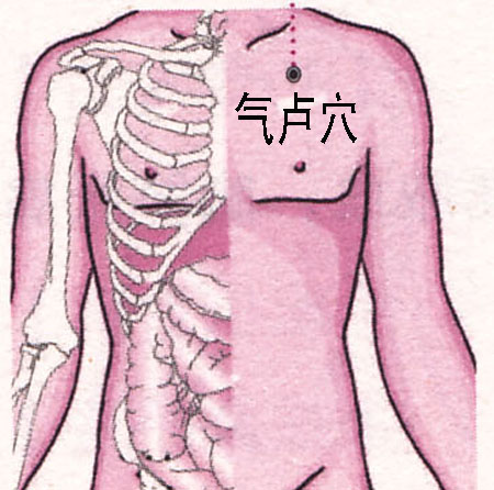 氣盧穴→治胸滿、脅痛